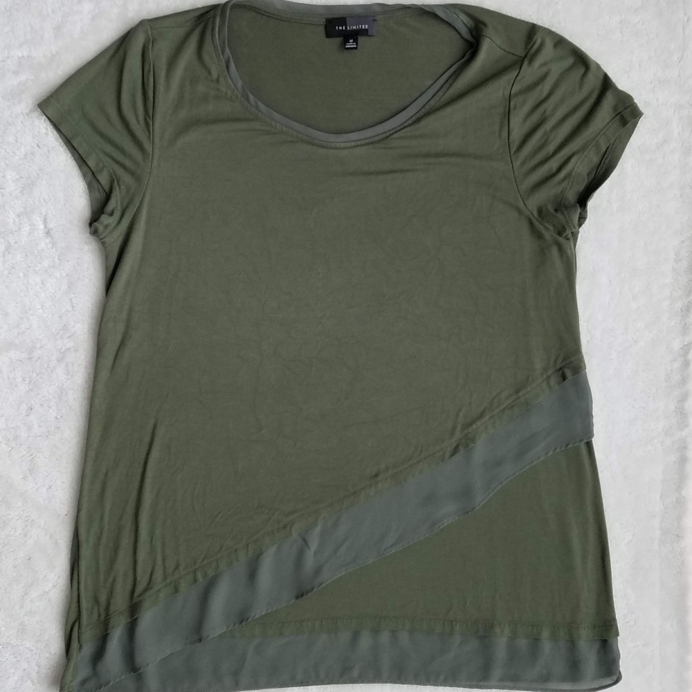 The Limited Army Green Layered Tee, Size M